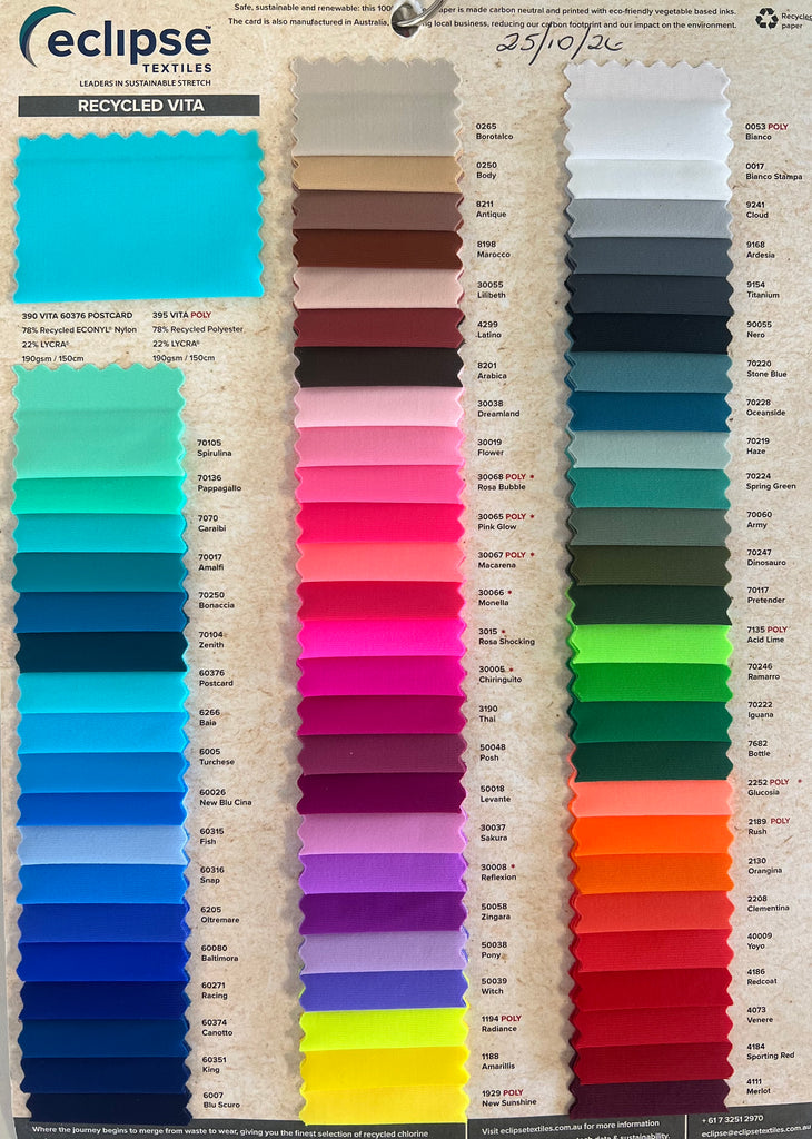 Bright Xtra Life Lycra - COLOUR CARD