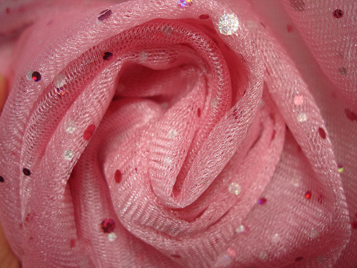 Holographic Sequin Metallic Net - Light Pink
